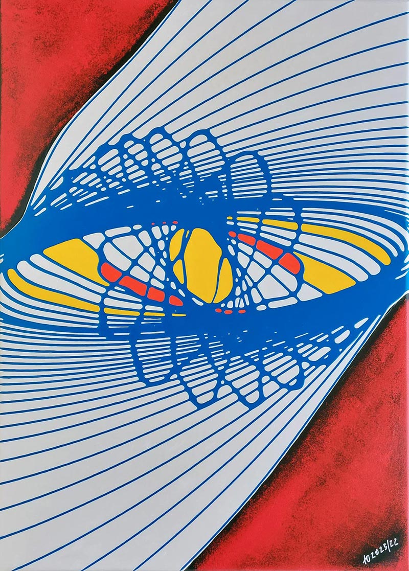 E-Magnetum Chaospendel Nr.1 Rosette Acryl_(50 x 70 cm) TO2023/22