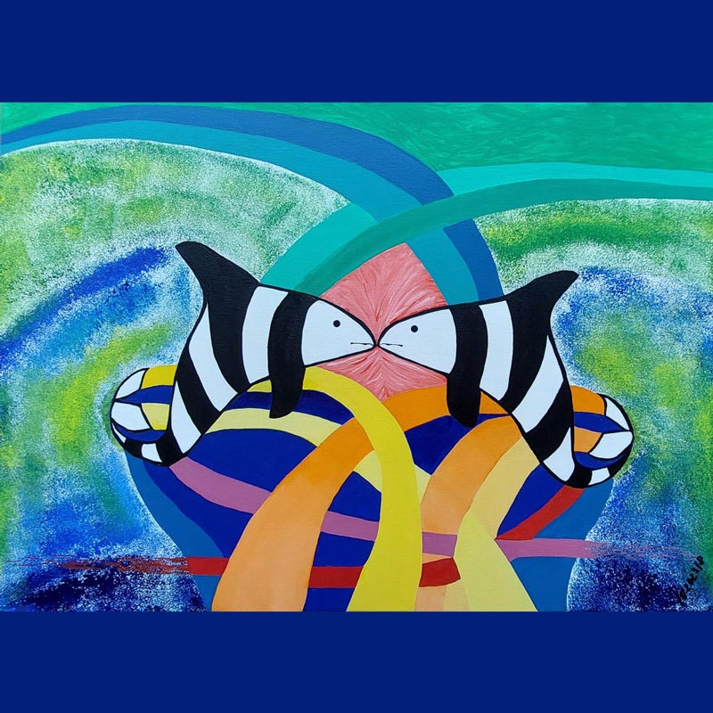 Kuss der Orcas Acryl (50 x 70 cm) TO2023/8